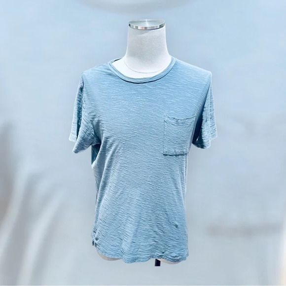 No Nationality Men’s Aspen Creek Dusty Blue Slub Cotton-Jersey Pocket Tee Size M - Picture 1 of 9